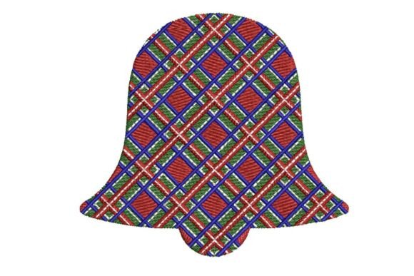 Festive Plaid Christmas Bell Embroidery Design