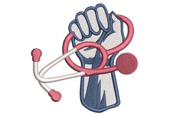 Labor Day Fist with Stethoscope Embroidery Design