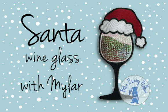 Santa Wine Glass Embroidery Design
